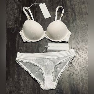 STELLA MCCARTNEY**White Stella Lace Bra + Underwear**WEDDING LINGERIE $249